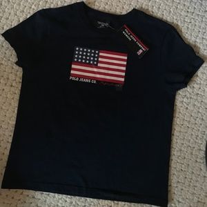 NEW Ralph Lauren POLO Jeans Navy Tee T-shirt NWT! S VINTAGE top red white blue